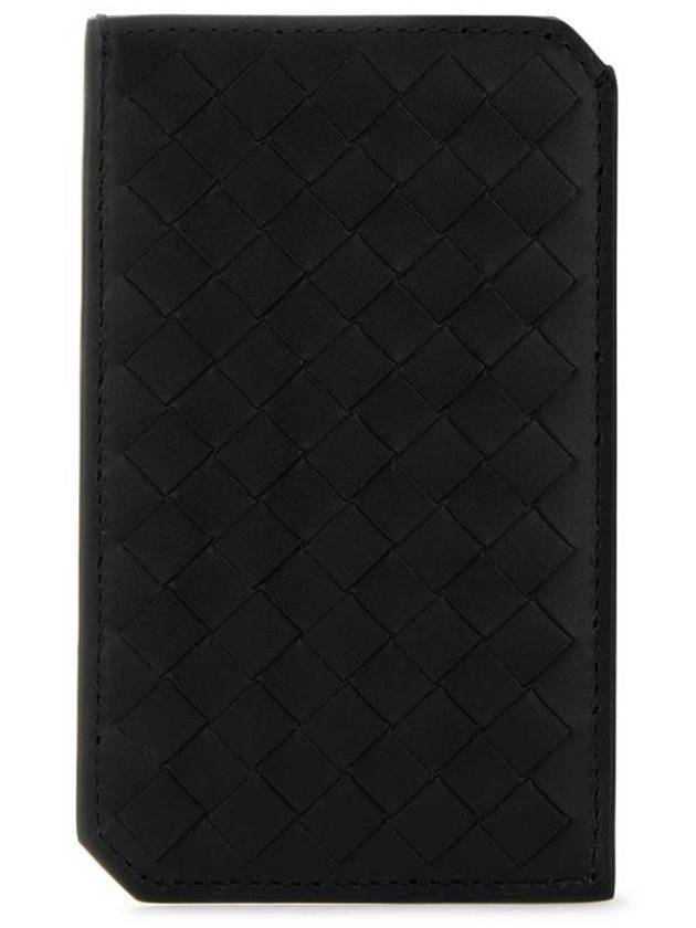 Luxury Bottega Veneta Intrecciato Piccolo Vertical Card Wallet Black