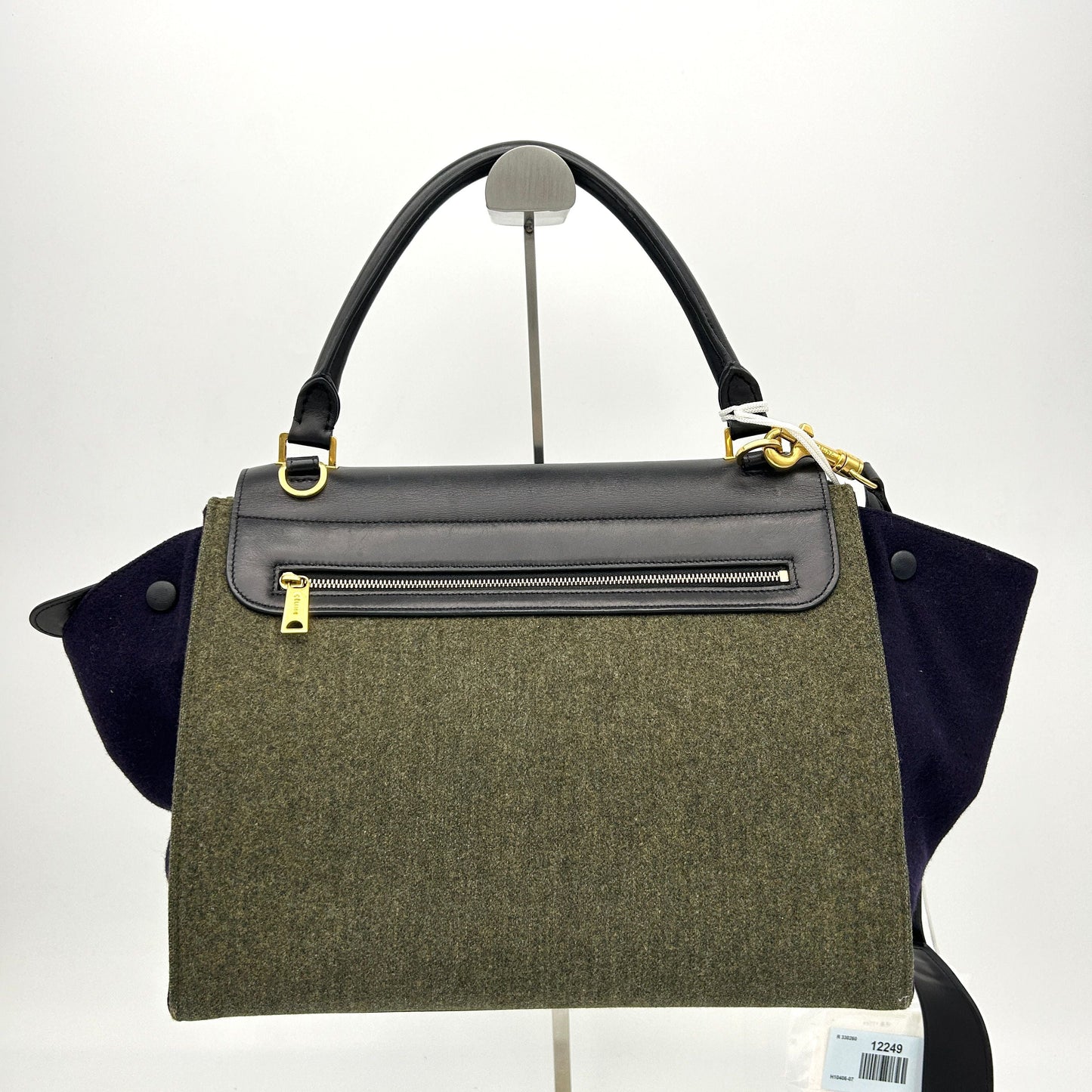 Luxury CELINE Traps handbag Felt x Calf Black/Gray shoulder handbag 2WAY  LA12249