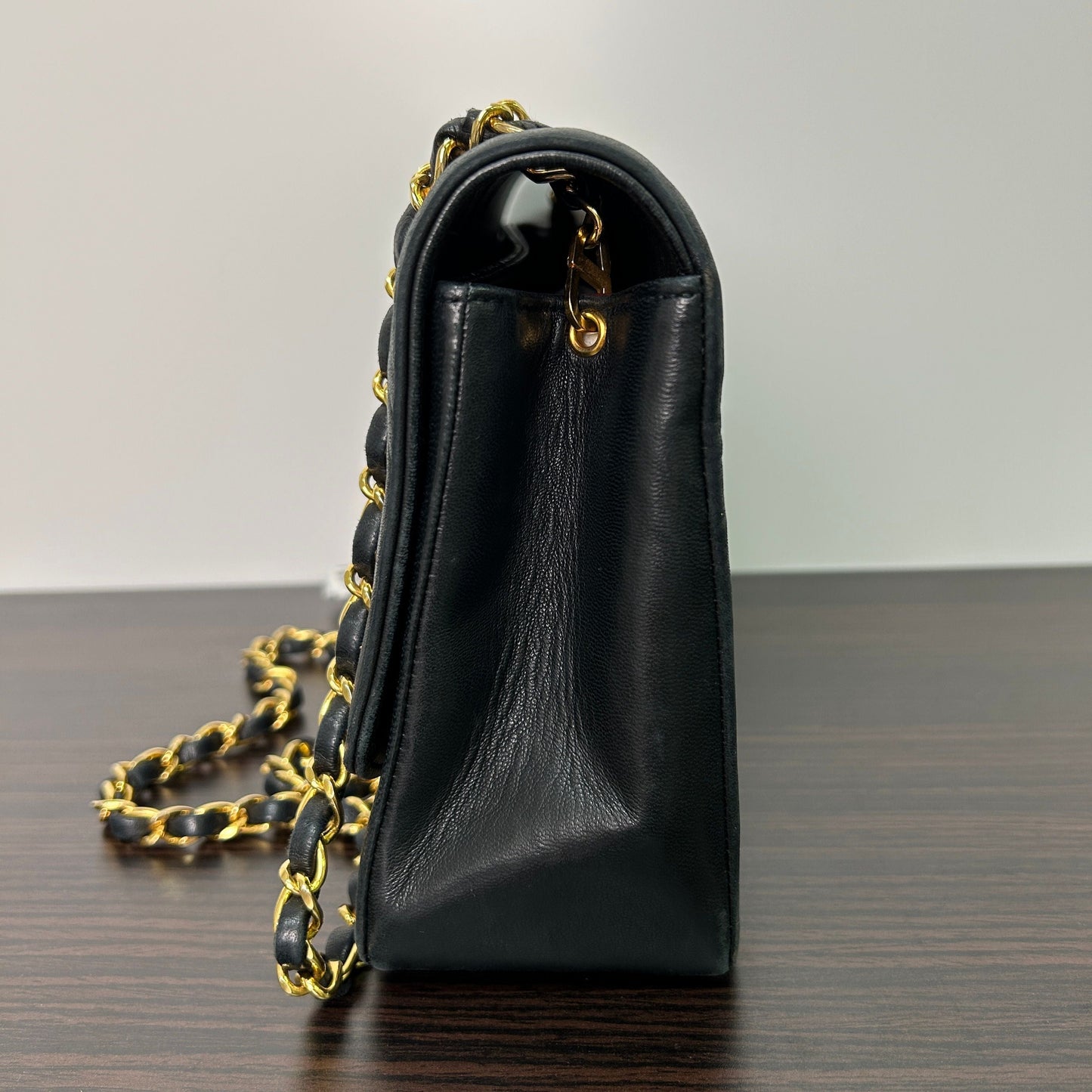 Chanel   Diana Medium Black Lambskin 24K Gold Flap Bag LB115955