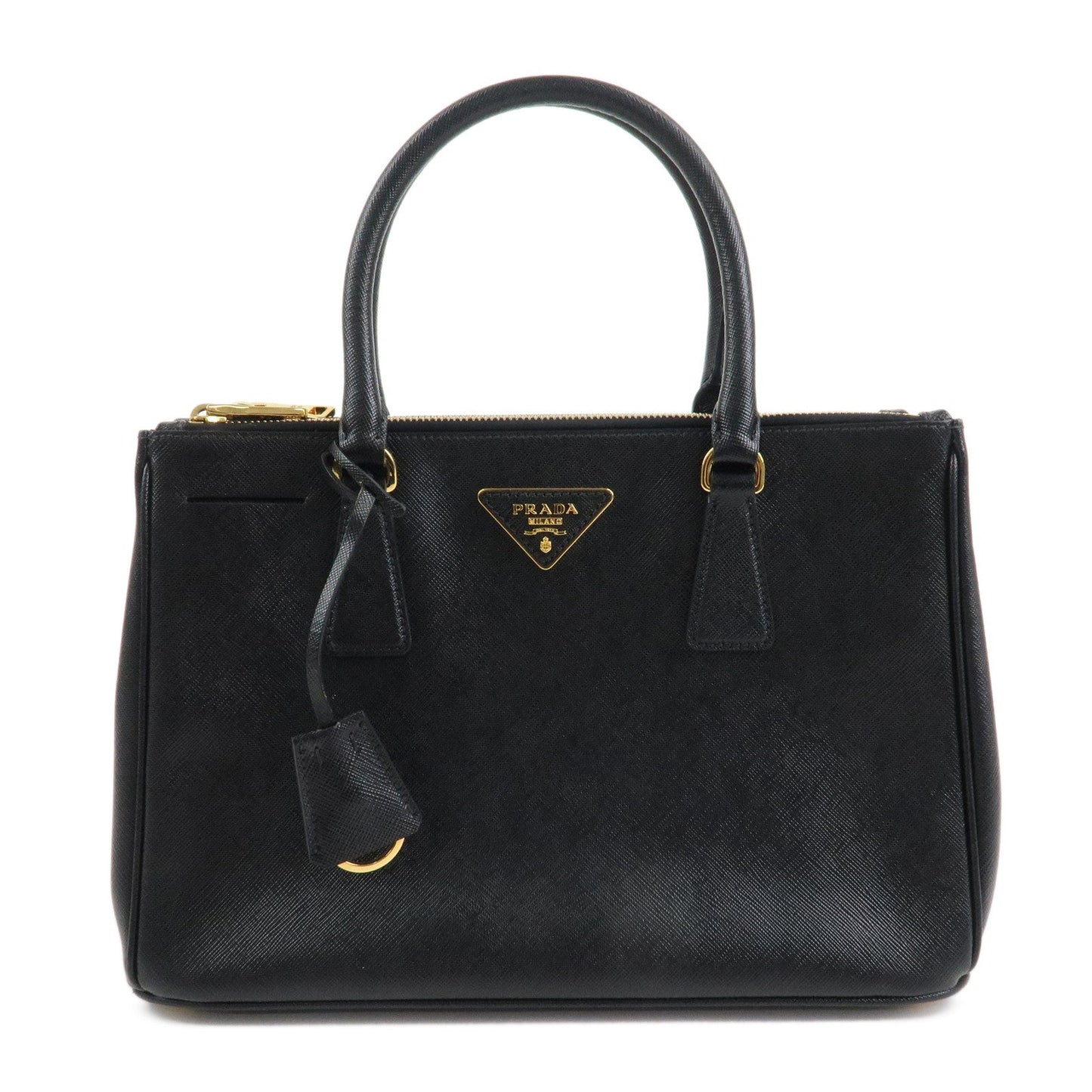 PRADA Triangle Logo Saffiano Leather 2WAY Hand Bag Black BN1801  d