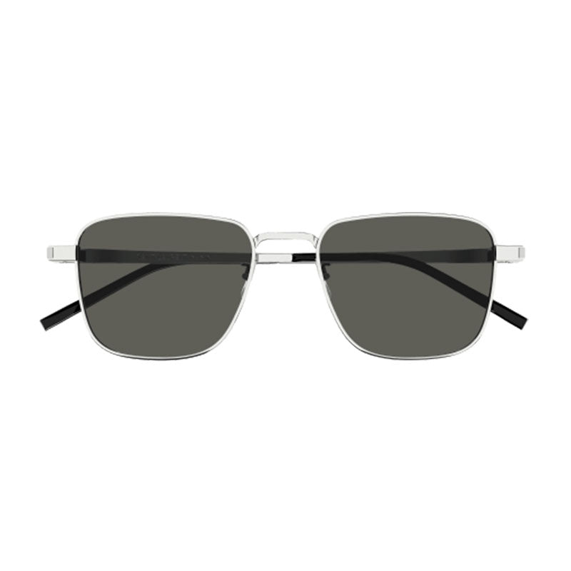 Saint Laurent Sunglasses Square Full Rim, Silver Frame and Grey Lens SL529002
