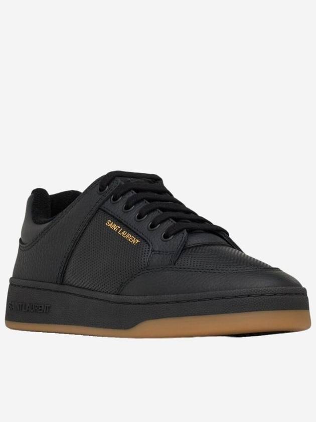 Luxury Saint Laurent Trending 2025 SL 61 Logo Signature Leather Low Top Sneakers Black