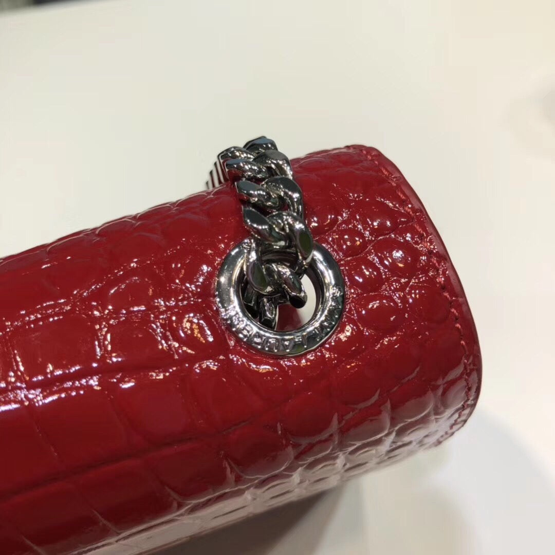 Top Quality Kate Small Chain Bag With Tassel In Embossed Burgundy For Women 7.8in/20cm YSL 