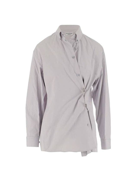 Luxury Balenciaga Trending 2025 Twist Button Cotton Shirt Grey