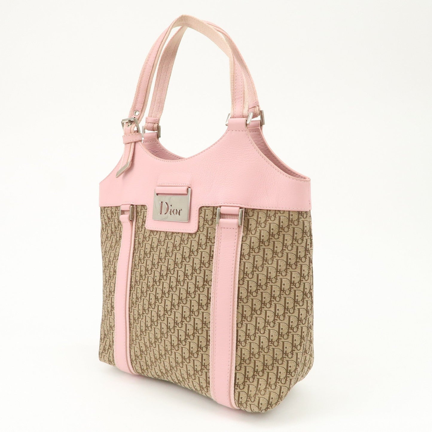 Christian Dior Trotter Street Chic Canvas Tote Bag Beige Pink