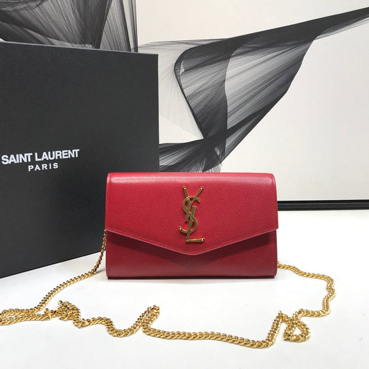 YSSL Uptown Chain Wallet Red For Women 7in/19cm YSL 