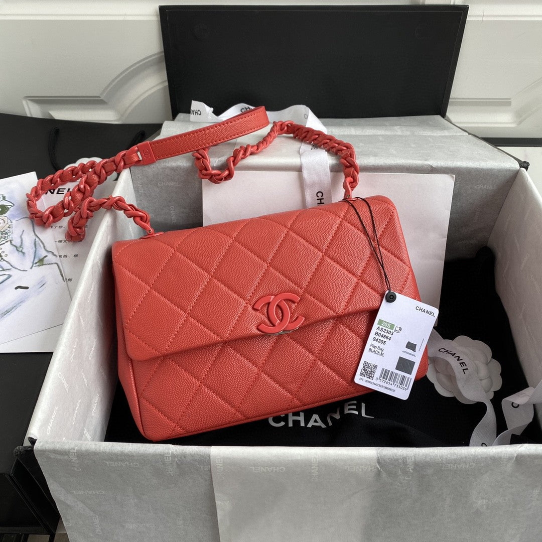 CHLTop Qualityap Bag Red Hardware Grained Red For Women Handbags, Shoulder Bags 9.4in/24cm AS2303