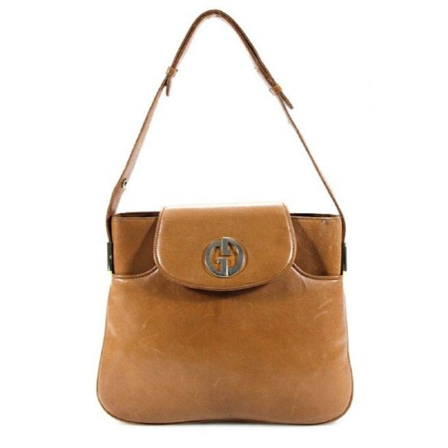 Gucci   Mod Snap Lock Gold GG Camel Leather Bag