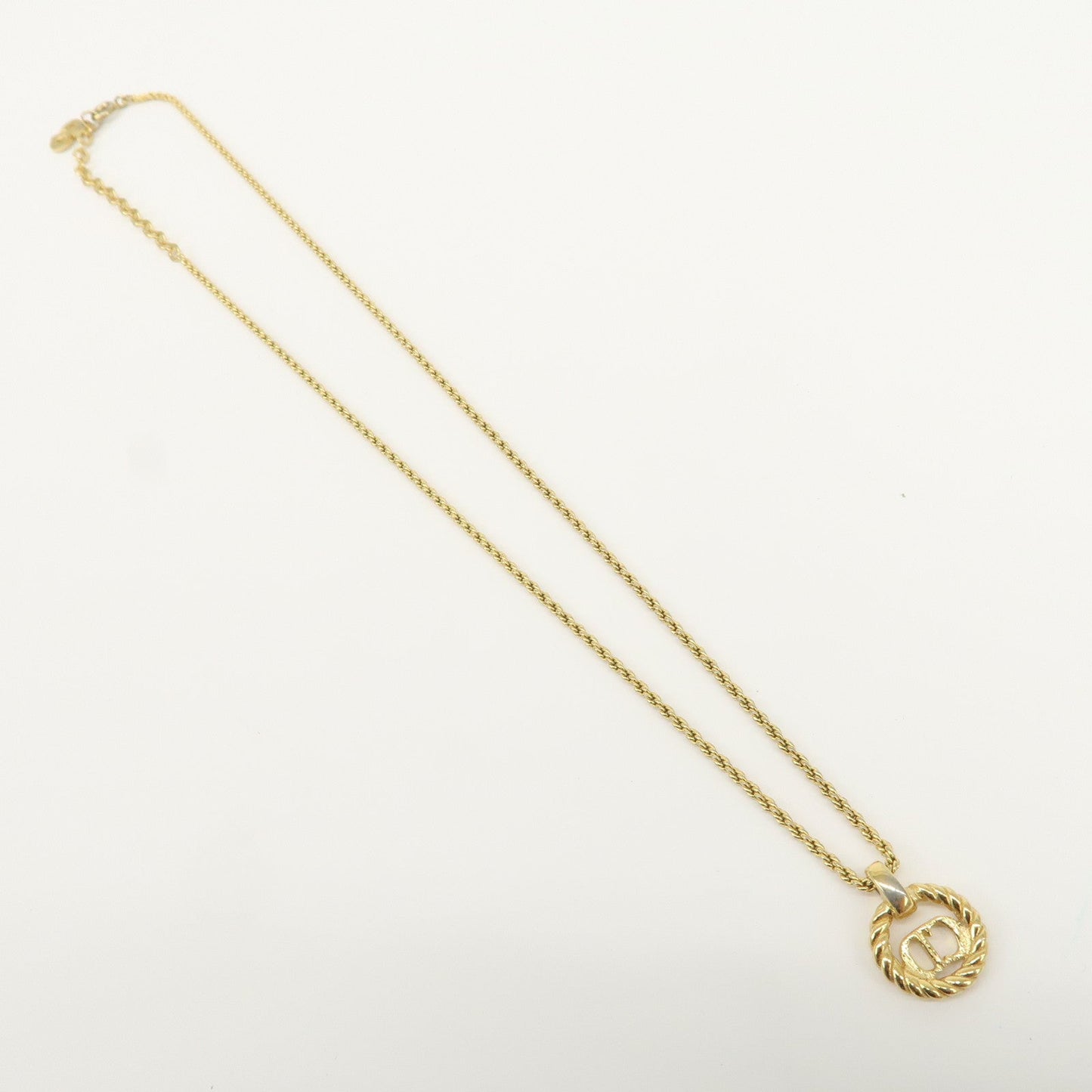 Christian Dior CD Logo Metal Necklace Choker Gold