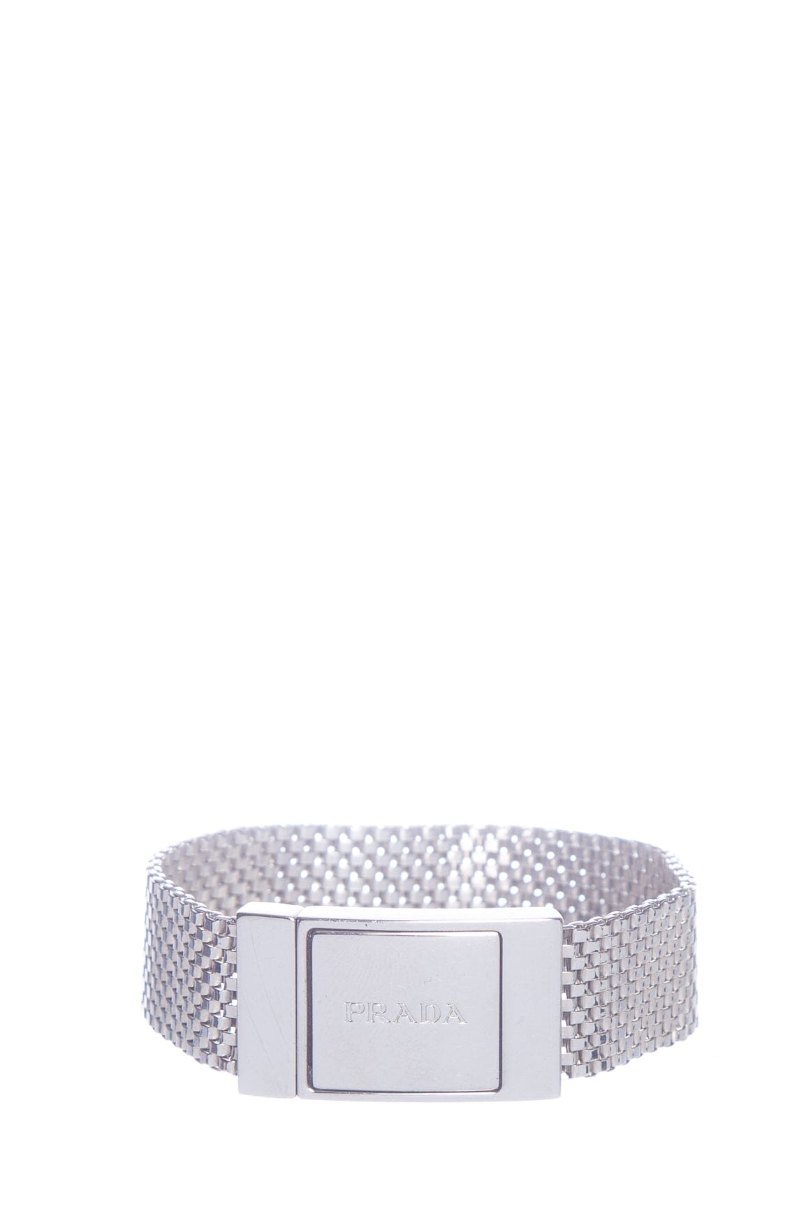 Prada Silver Stainless Steel Logo Bracelet