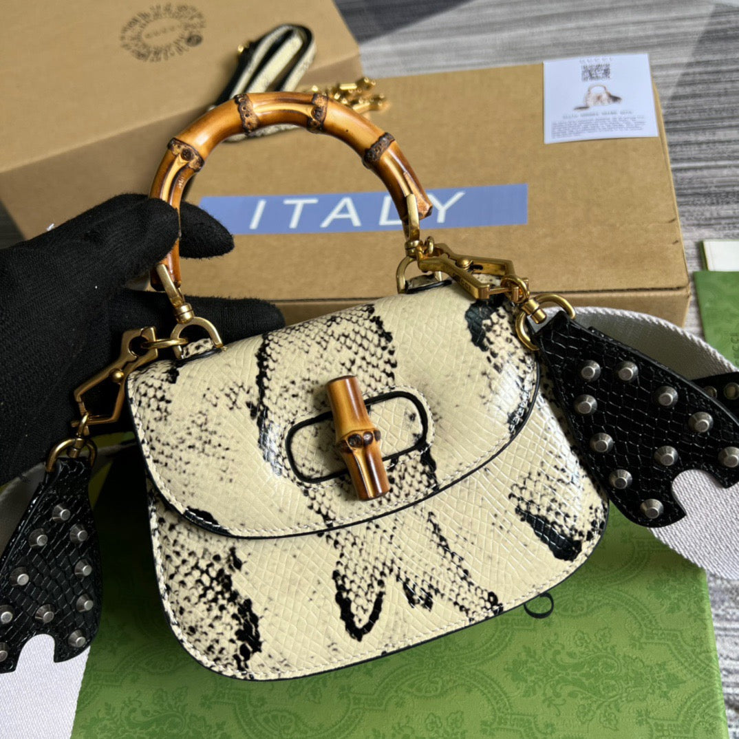 gg Bamboo 1947 Mini Top Handle Bag Natural For Women, Women’s Bags 6.7in/17cm gg