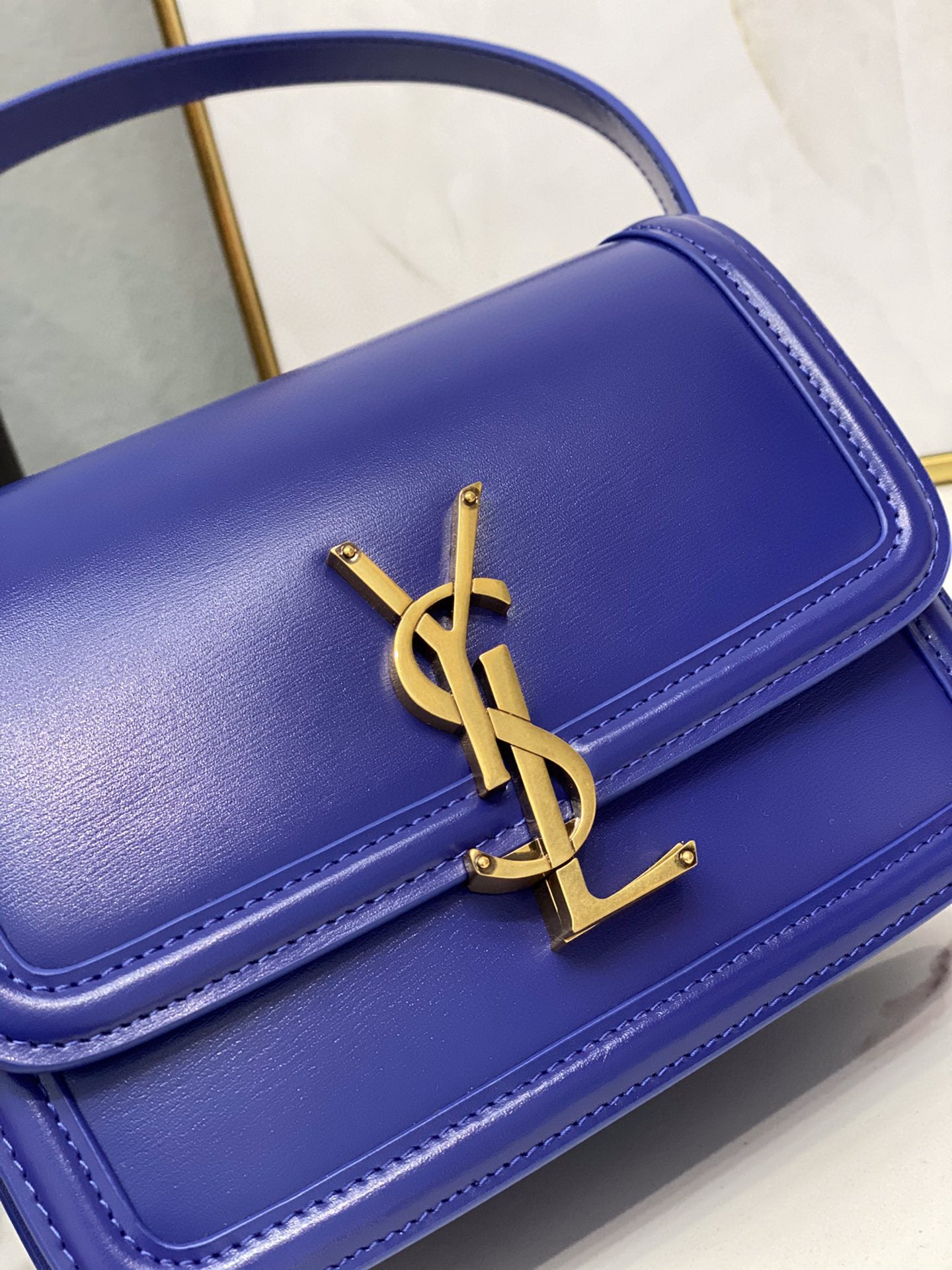 YSSL Solferino Small Satchel In Box Navy Blue For Women  7in/19cm YSL 
