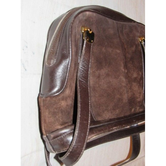 Gucci   Dark Brown Suede And Leather Satchel