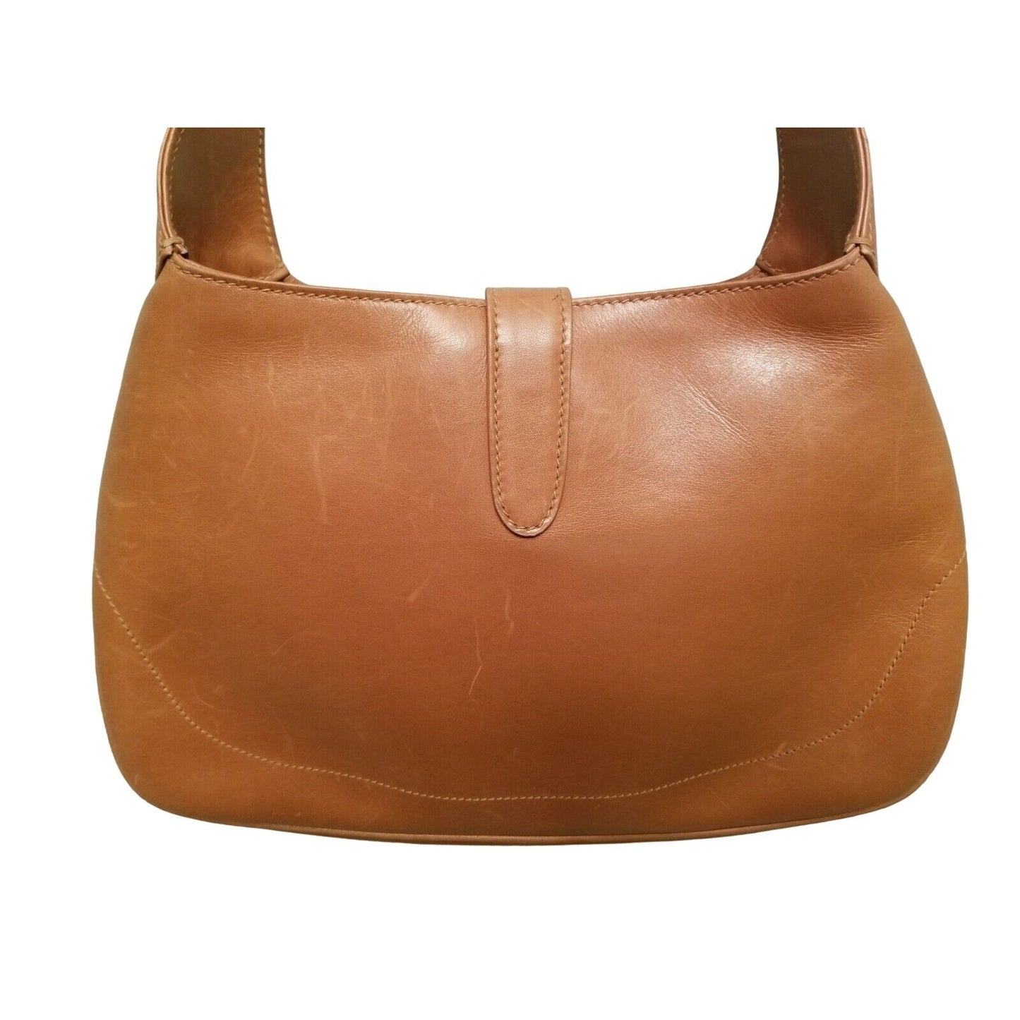 Rare,  , Gucci, camel leather 1961 Jackie hobo shoulder bag with a red & green center stripe, gold piston closure, & extender strap