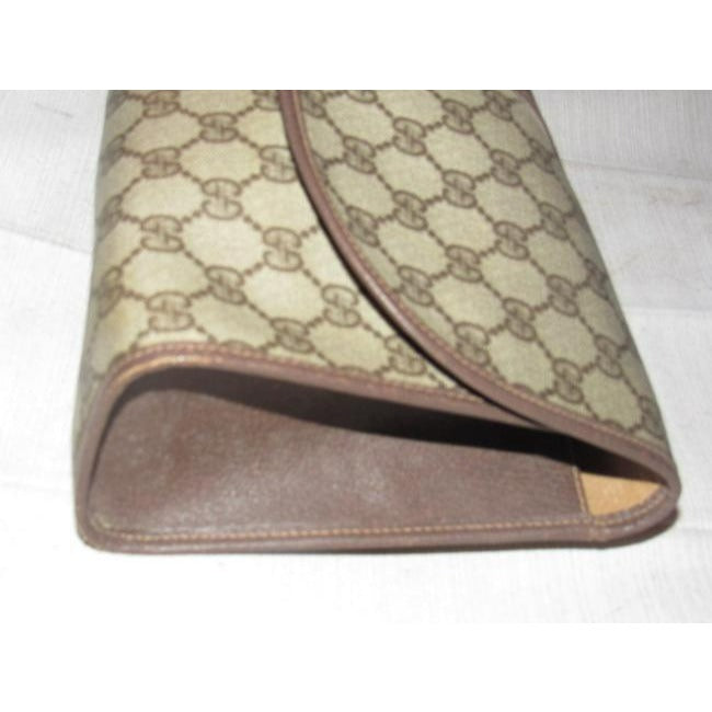 Gucci   Brown Leather Large G Logo Print Coated Canvas And Red Green Stripe