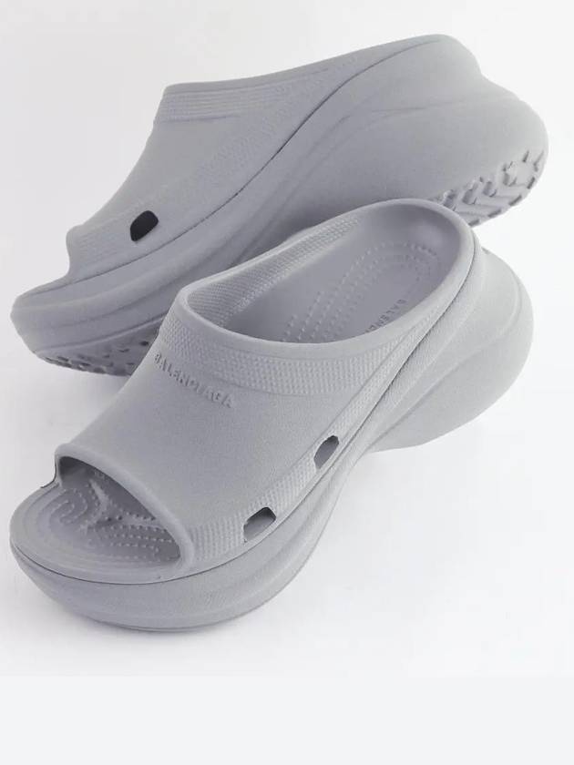 Luxury Balenciaga Trending 2025 Pool Platform Slipper Grey