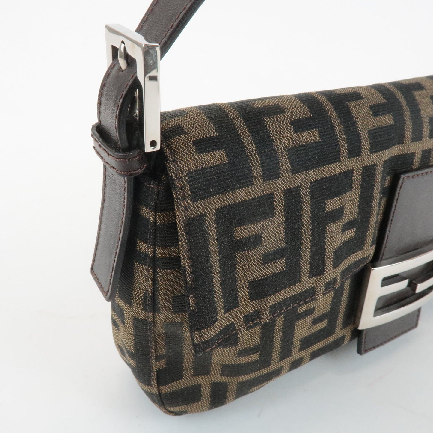 FENDI Zucca Mamma Baguette Canvas Shoulder Bag 26424 Brown Black  d