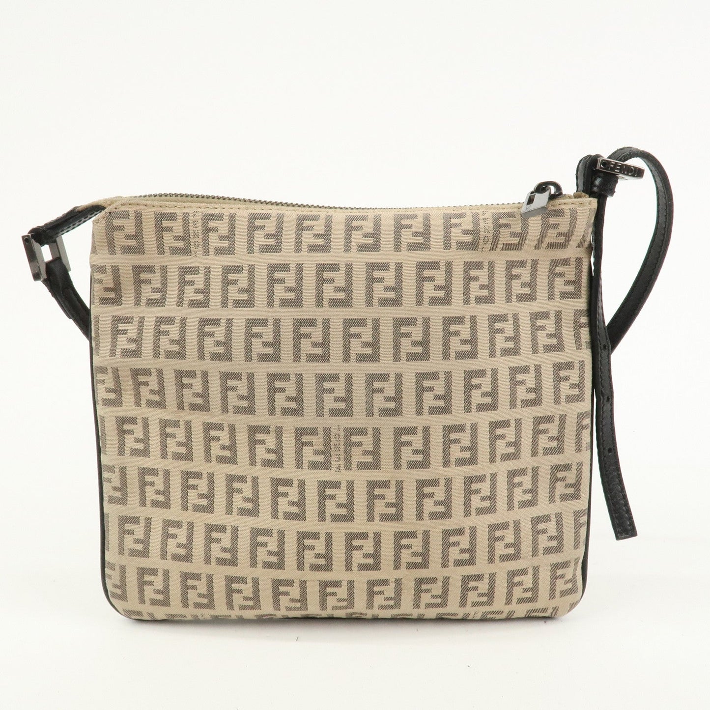 FENDI Zucchino Canvas Leather Shoulder Bag Crossbody Bag 8BT047