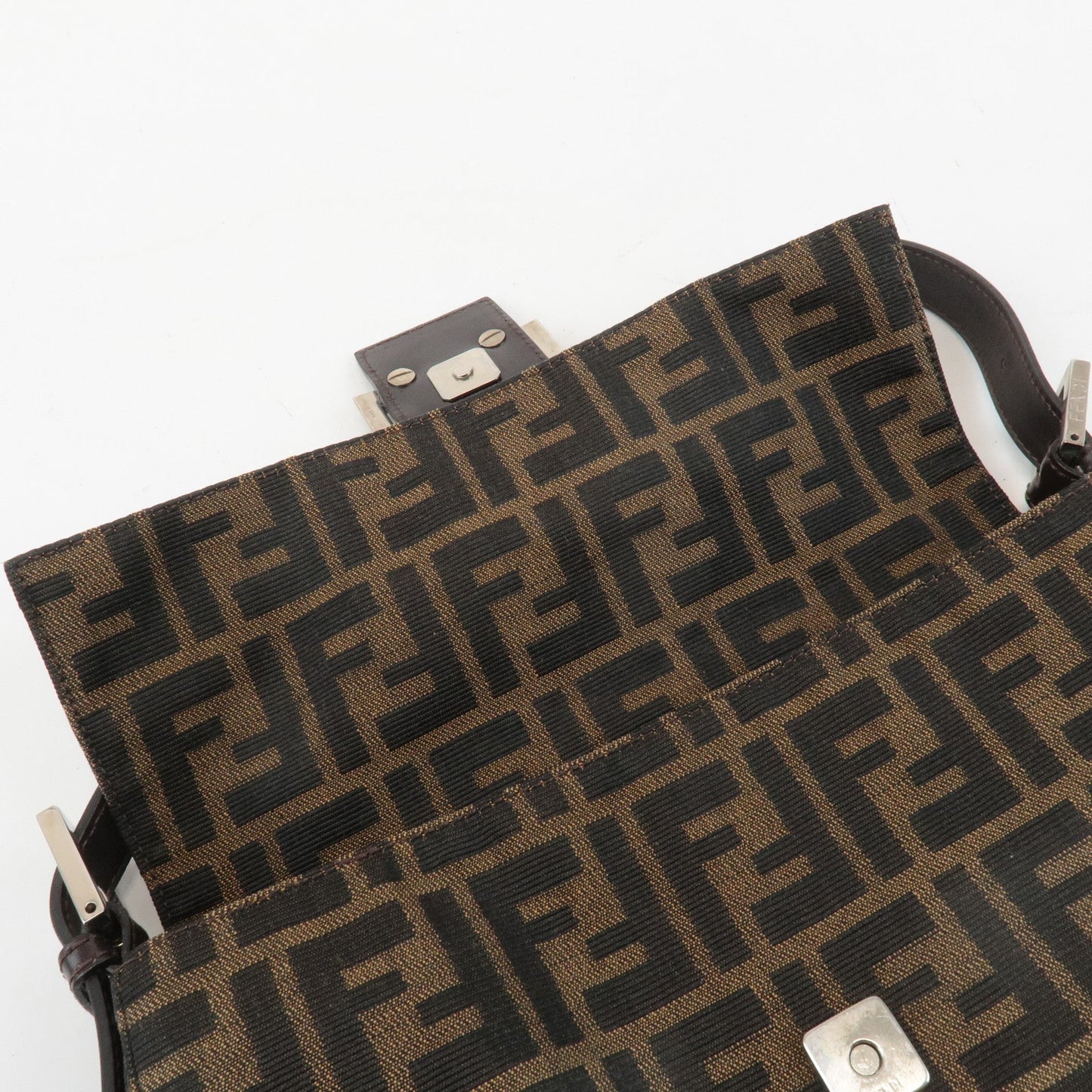 FENDI Zucca Mamma Baguette Canvas Shoulder Bag 26424 Brown Black  d