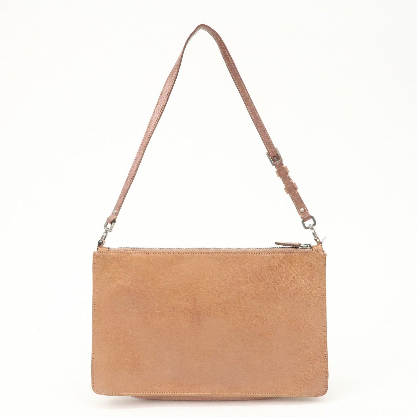 PRADA Triangle Logo Leather Shoulder Bag Hand Bag Brown  d