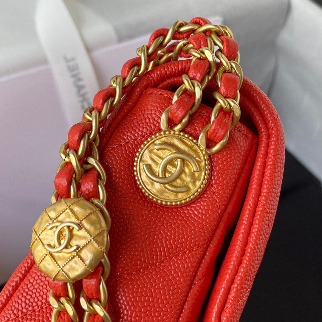 CHLMini Top Qualityap Bag With Top Handle Gold Hardware Red For Women Handbags, Shoulder Bags 7.9in/20cm AS2431 