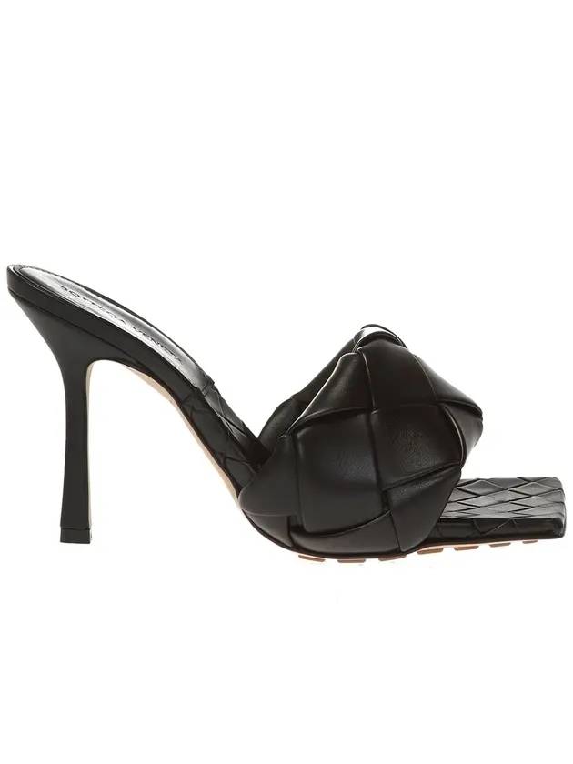 Luxury Bottega Veneta Lido Intrecciato Sandal Heels Black