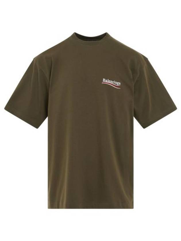 Luxury Balenciaga Trending 2025 Wave Logo Political Campaign Large Fit Short Sleeve T Shirt Khaki