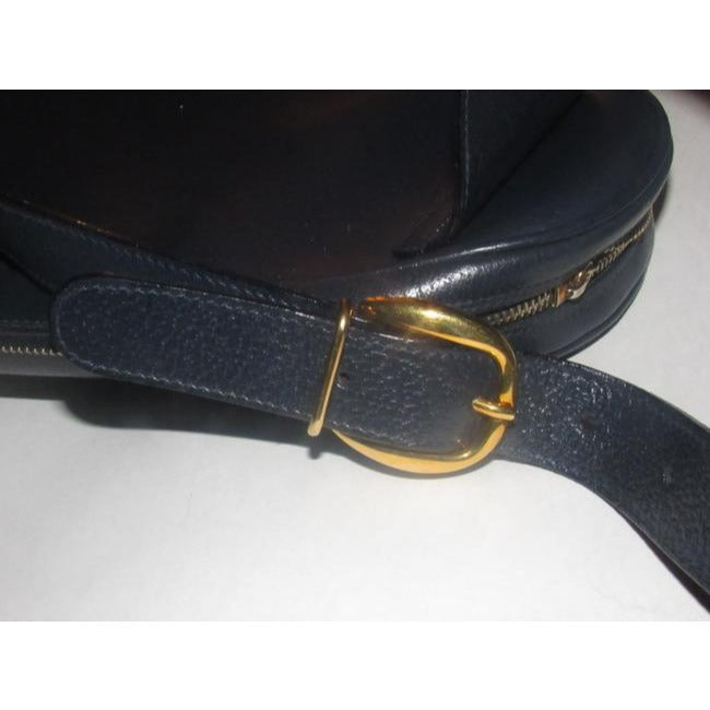 Gucci   Bamboo Line Triangular Navy Blue Leather Backpack