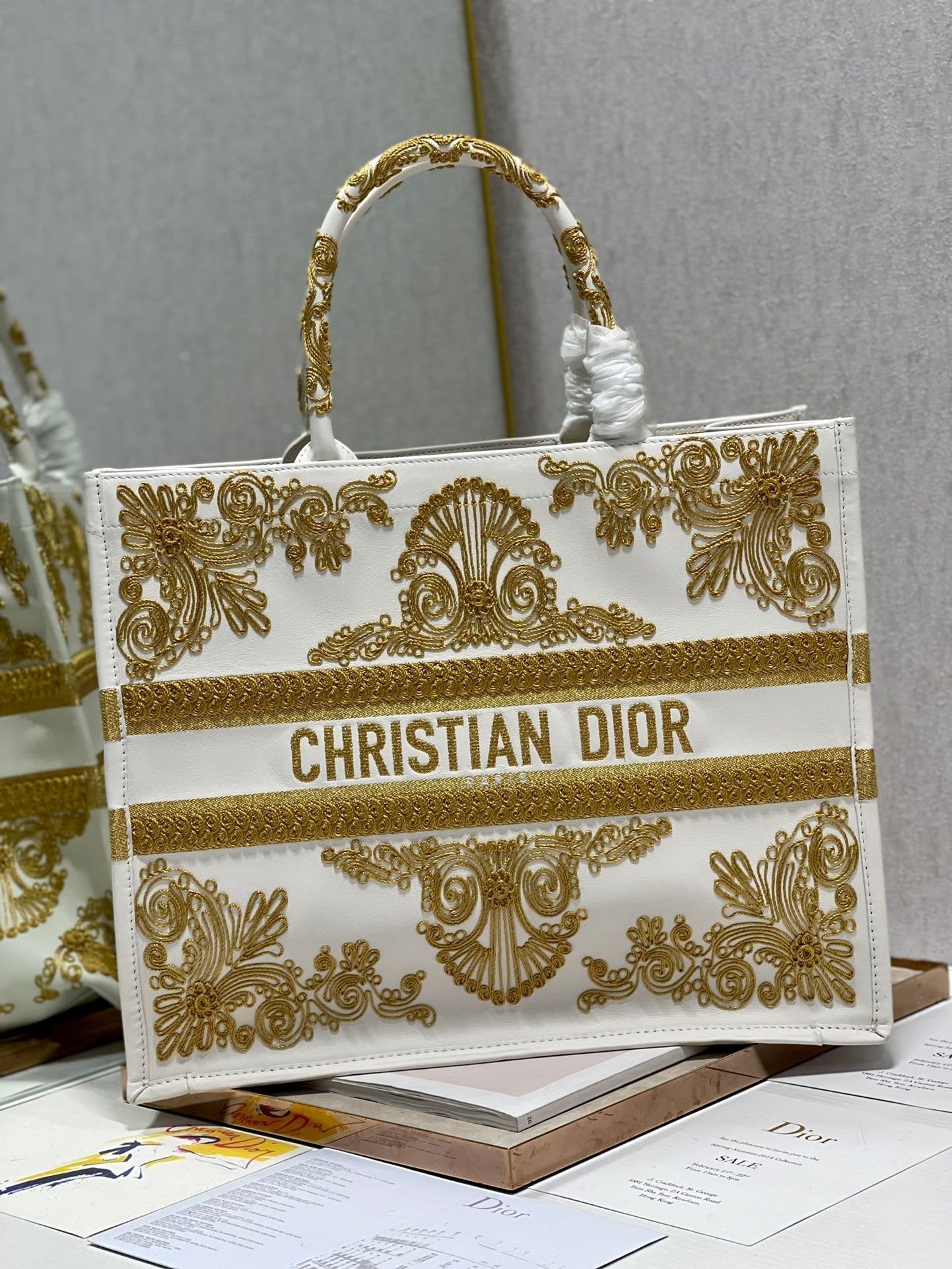 Top Quality Large Book Tote Gold And White, For Women, Womens Handbags 16.5in/42cm CD