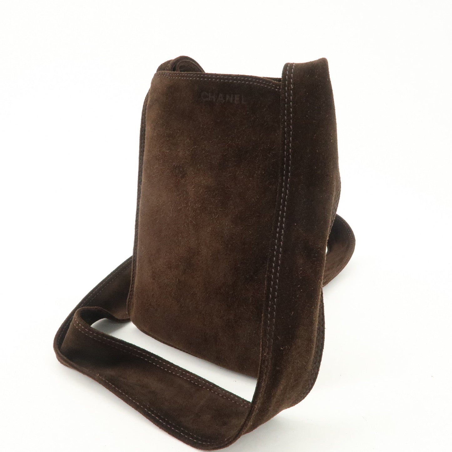 CHANEL Suede Shoulder Bag Crossbody Bag Dark Brown  d