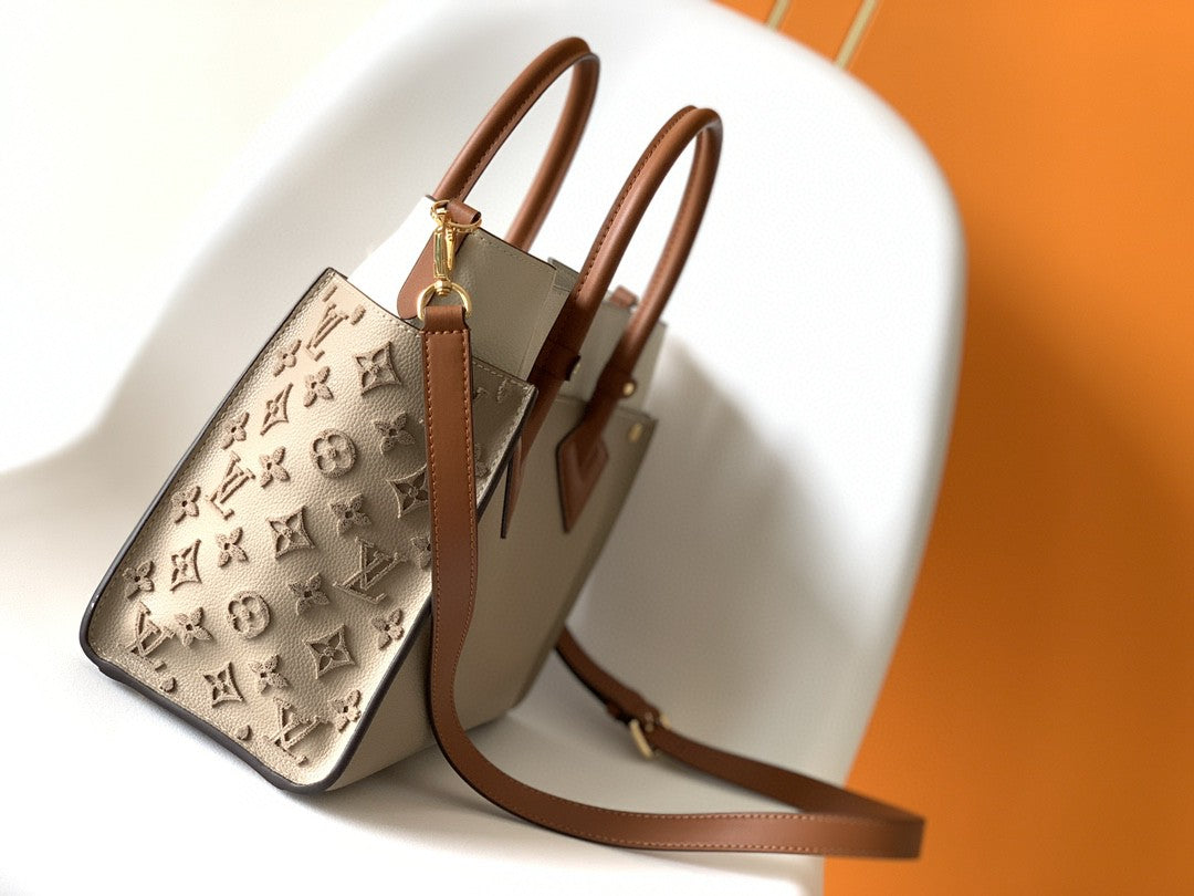 Top Quality On My Side MM Tote Bag Monogram Tufting On Nappa Softy For Women,  Shoulder Bags 12in/31cm Galet Grey Top Quality M53825