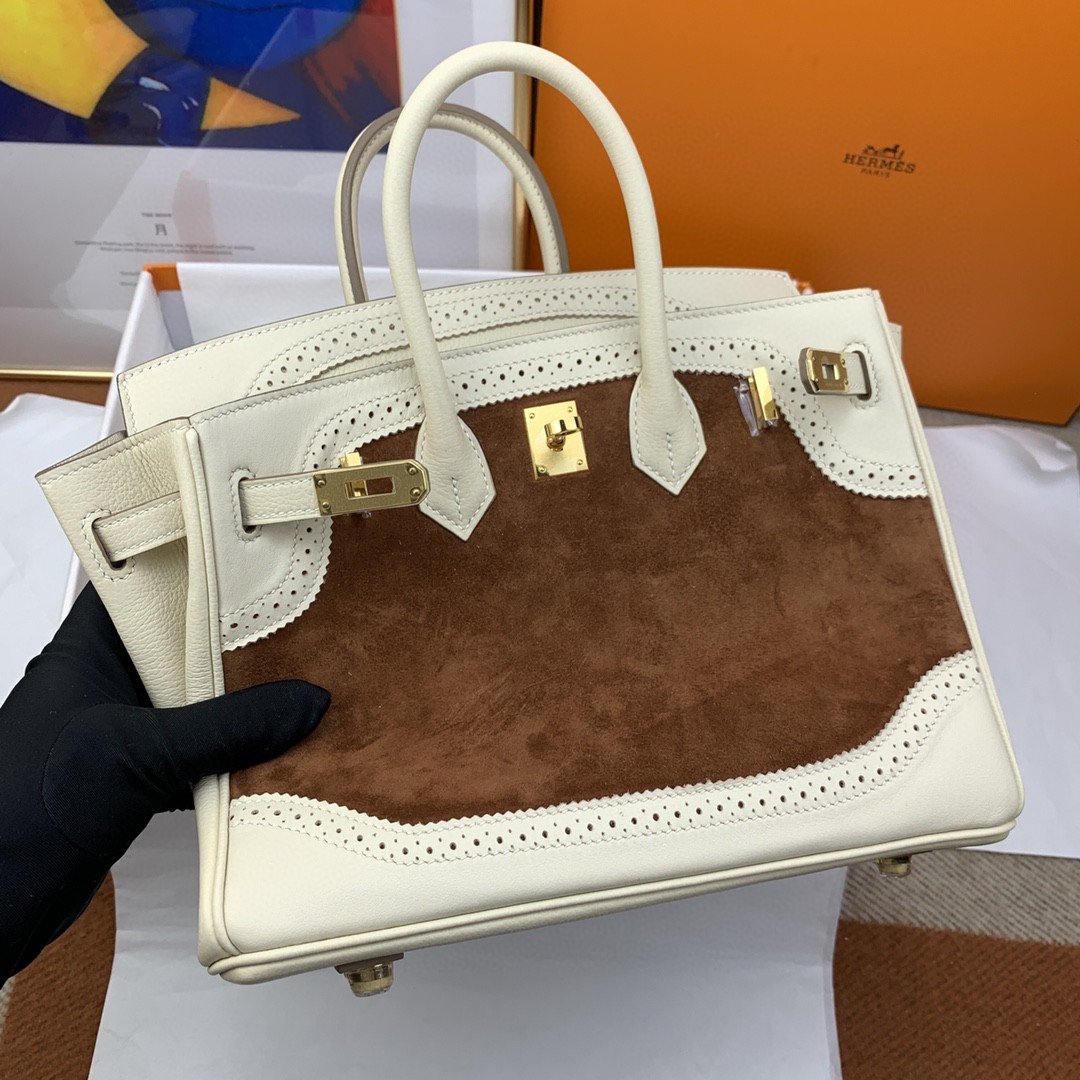 Top Quality Birkin Nata Swift Bi Color For Women Gold Toned Hardware 10in/25cm