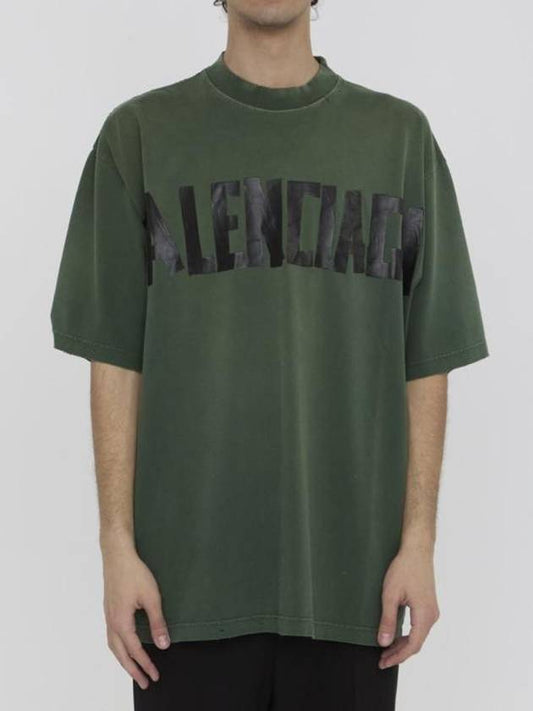 Luxury Balenciaga Trending 2025 Tape Type Short Sleeve T-Shirt Green