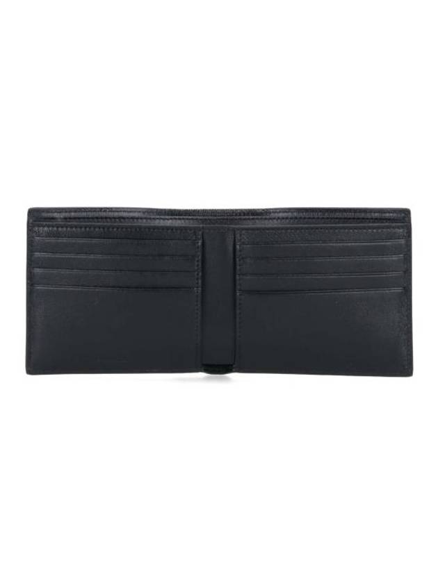 Luxury Balenciaga Trending 2025 Logo Print Leather Half Wallet Black