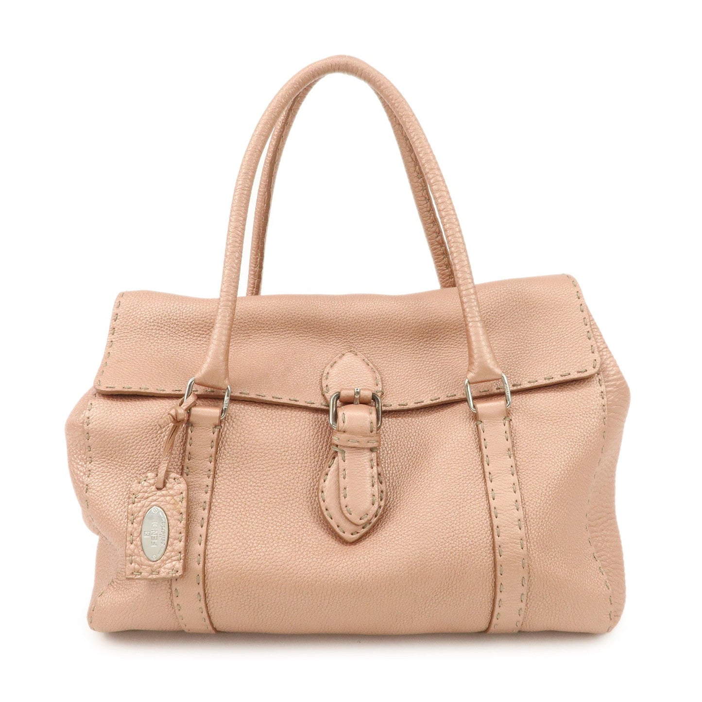 FENDI Selleria Leather Mini Linda Hand Bag Pink Silver Hardware 8BR458  d