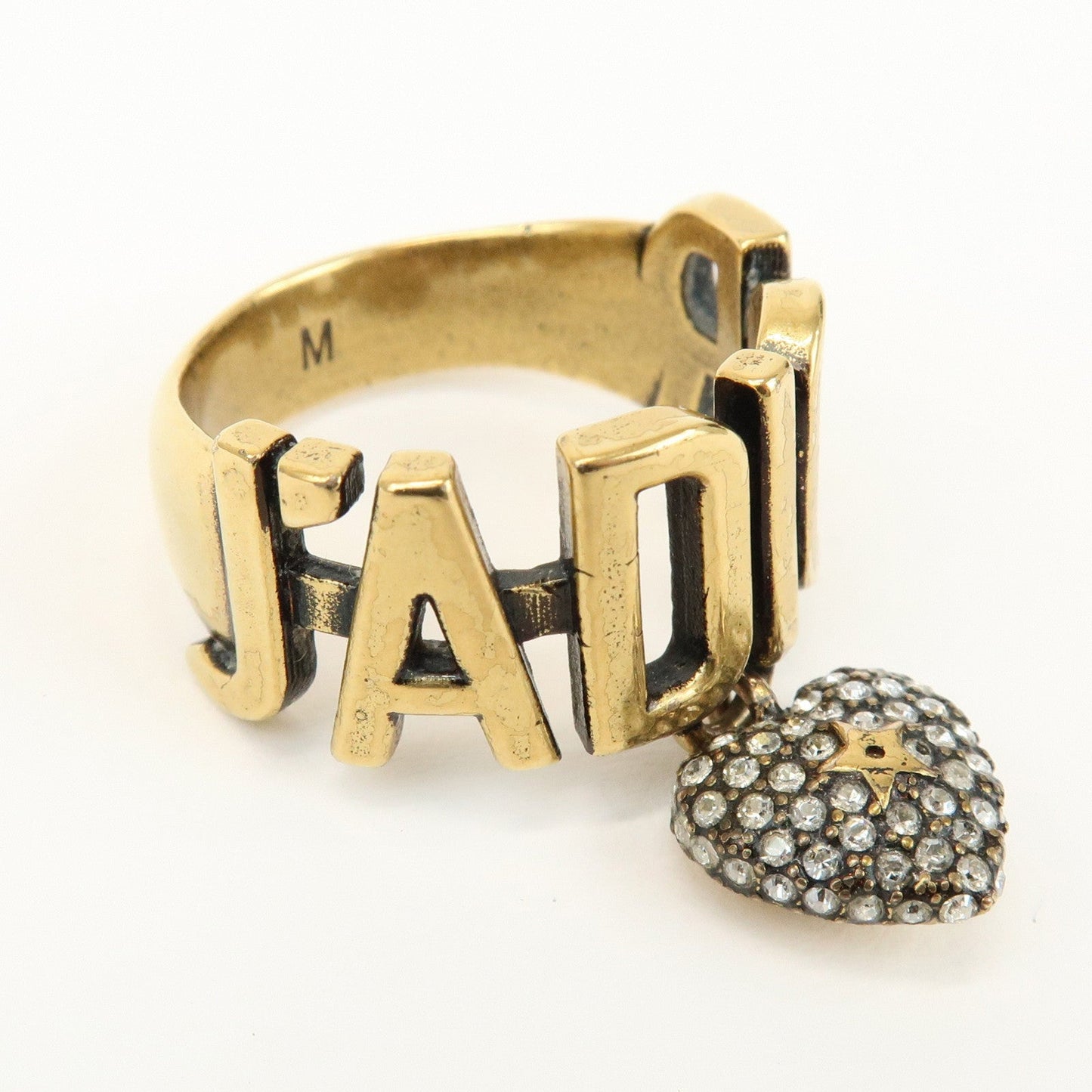Christian Dior J'ADIOR Metal Rhinestone Star Heart Ring M Gold