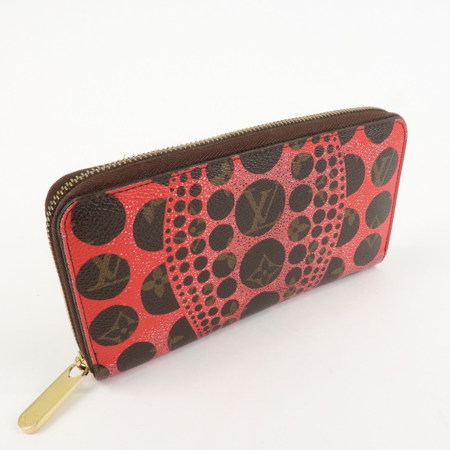 Louis Vuitton Monogram Kusama Pumpkin Dots Zippy Wallet M60450  d