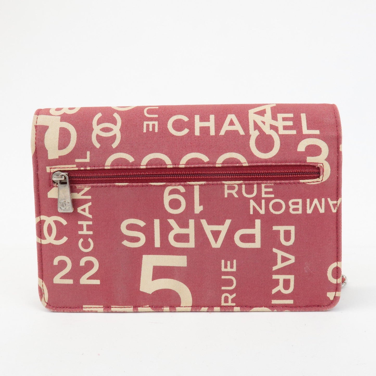 CHANEL By Sea Line Canvas Chain Shoulder Bag Red  d