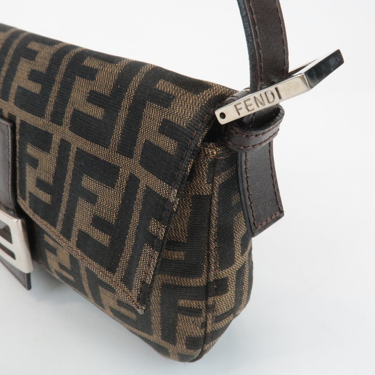 FENDI Zucca Mamma Baguette Canvas Shoulder Bag 26424 Brown Black  d