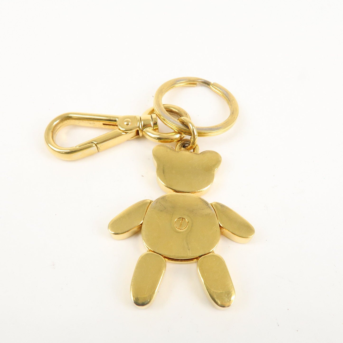 PRADA Bear Motif Bag Charm Key Chain Burgundy Gold  d