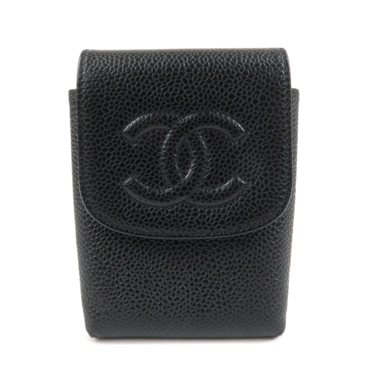 CHANEL COCO Mark Caviarskin Cigarette Case Black Noir A13511