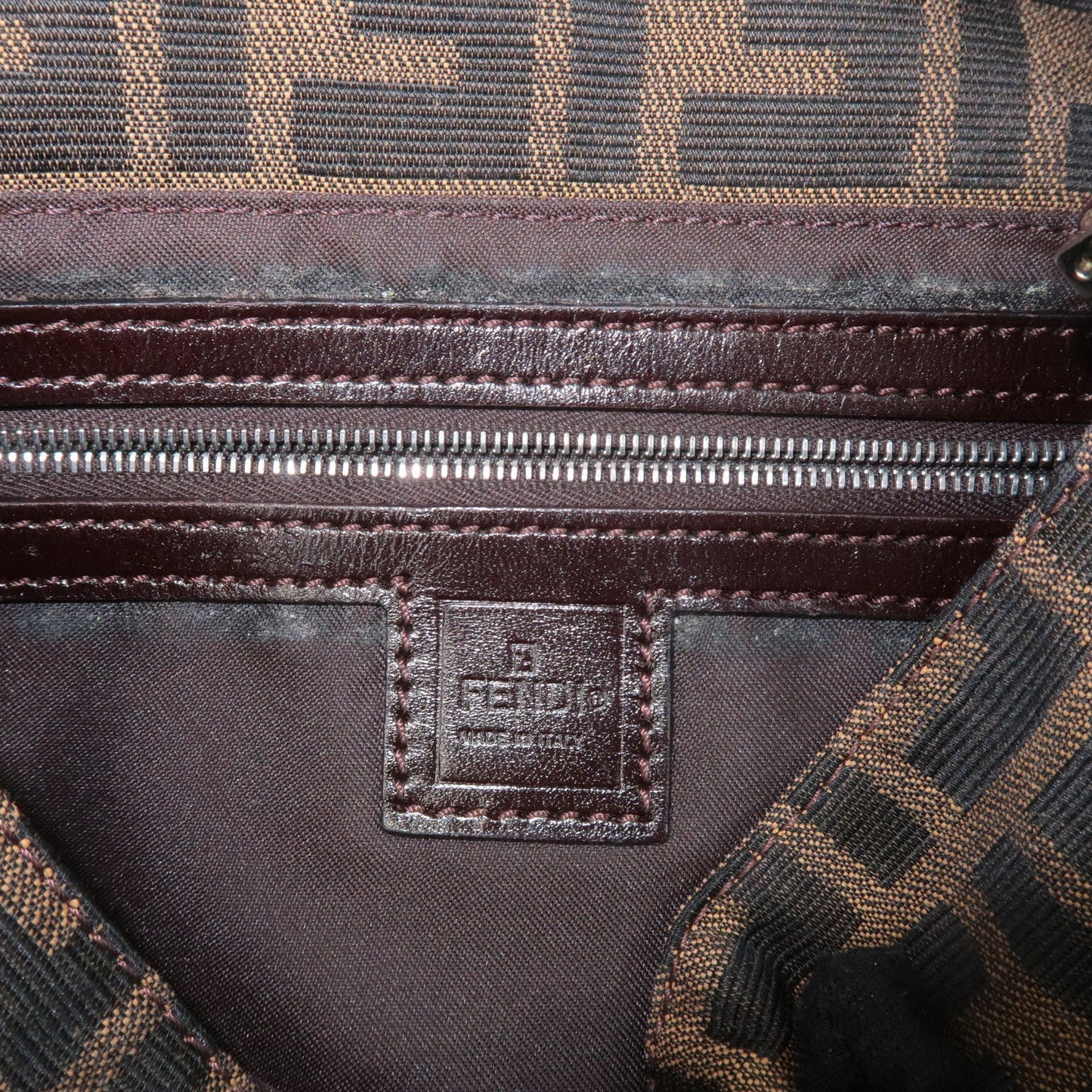 FENDI Zucca Mamma Baguette Canvas Shoulder Bag 26424 Brown Black  d