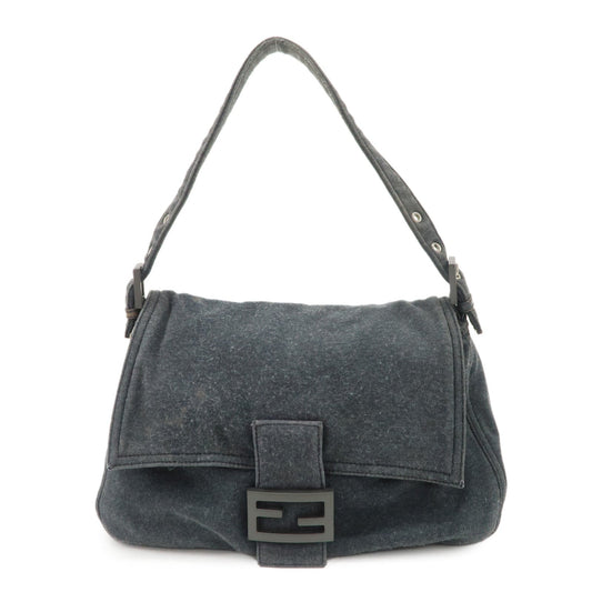 FENDI Mamma Baguette Zucca Cotton Shoulder Bag Gray 26325  d