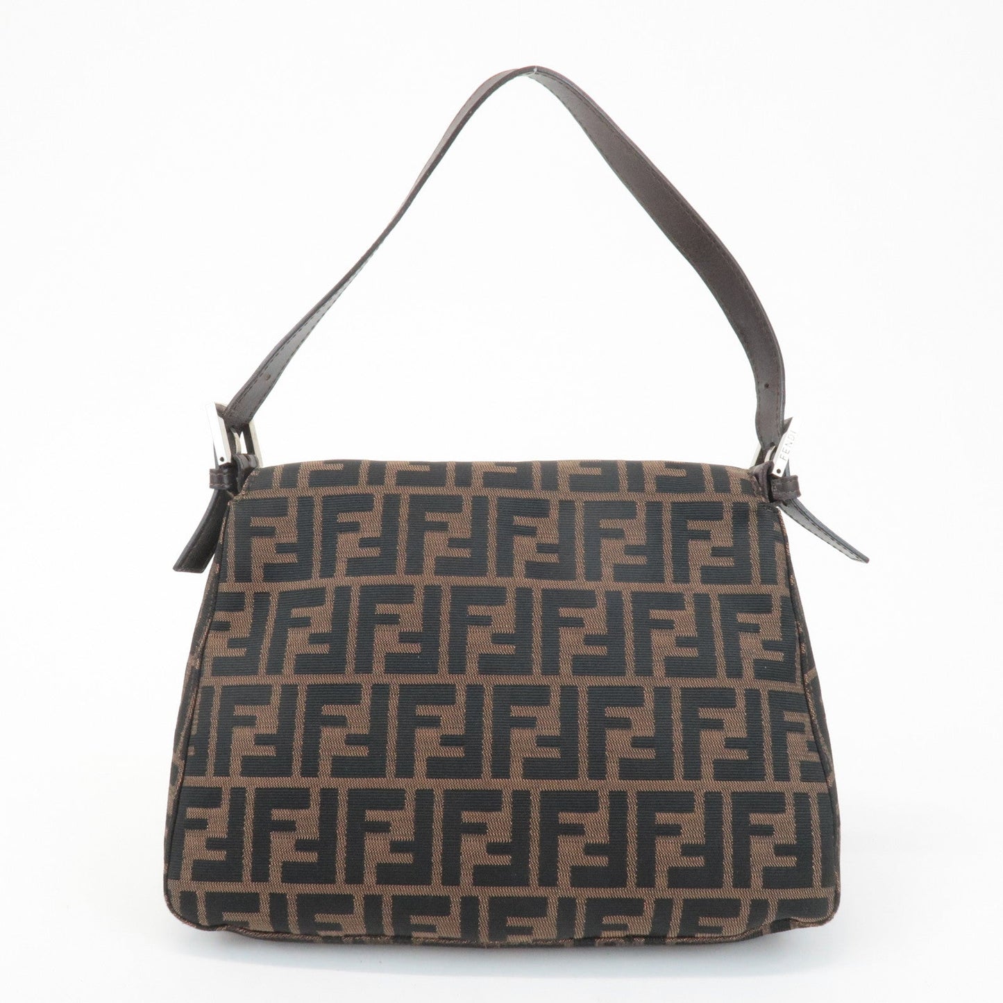 FENDI Mamma Baguette Canvas Leather Shoulder Bag Silver HDW 26325  d