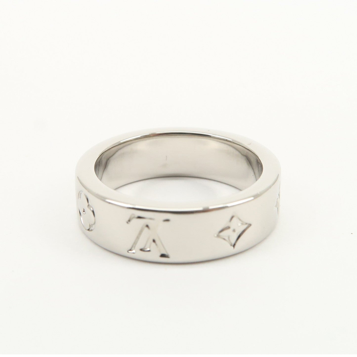 Louis Vuitton Monogram Metal Mosaic Thin Ring S00 Silver M1180