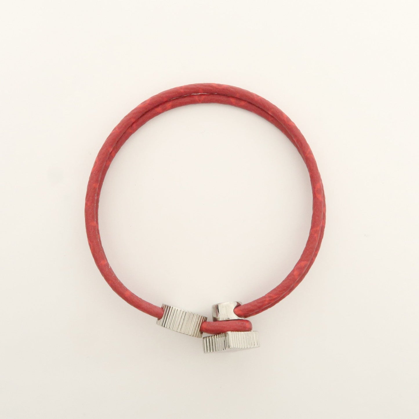 Louis Vuitton Monogram Canvas LV Bracelet Red Silver M1342A