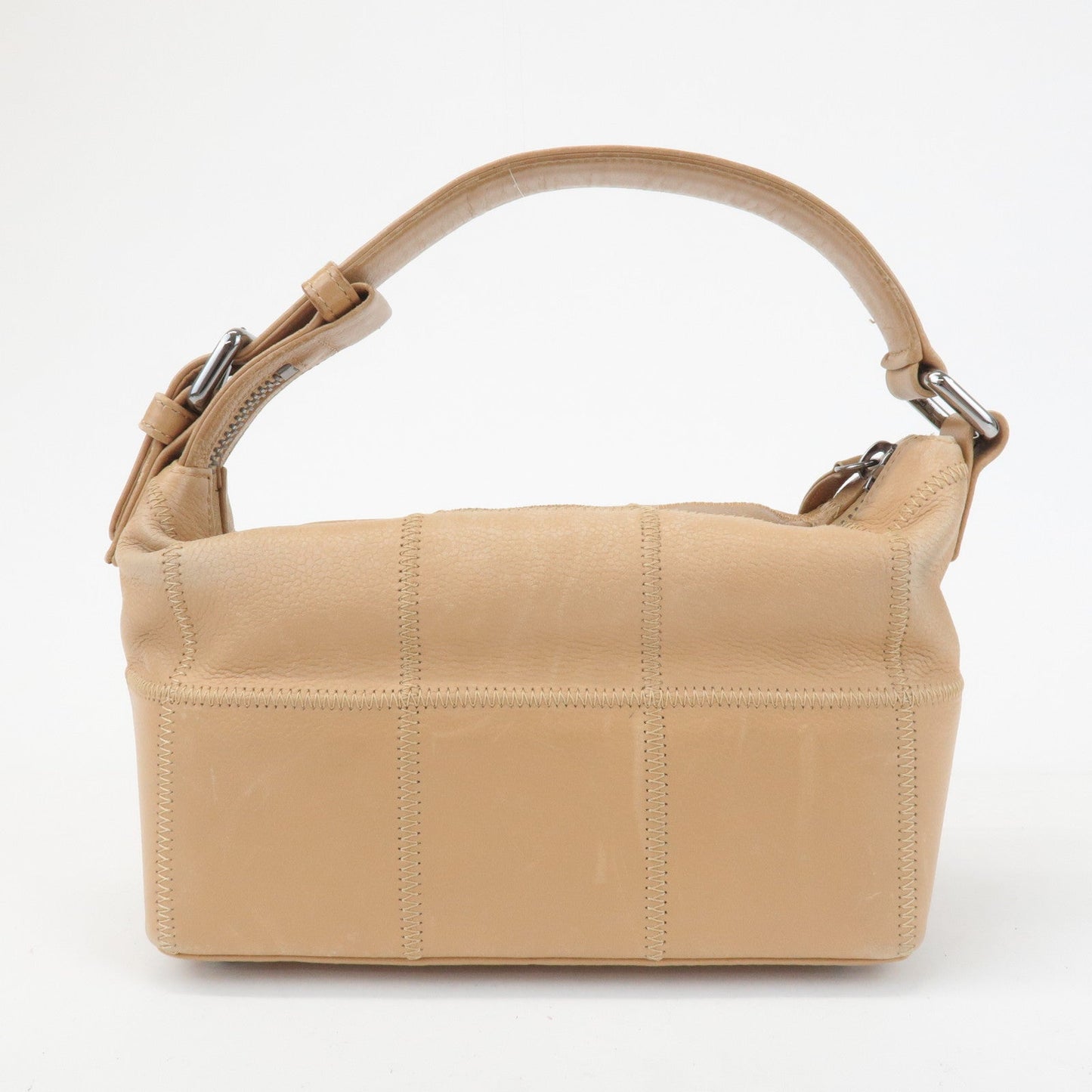CHANEL Chocolate Bar Wild Stitch Leather Hand Bag Beige  d