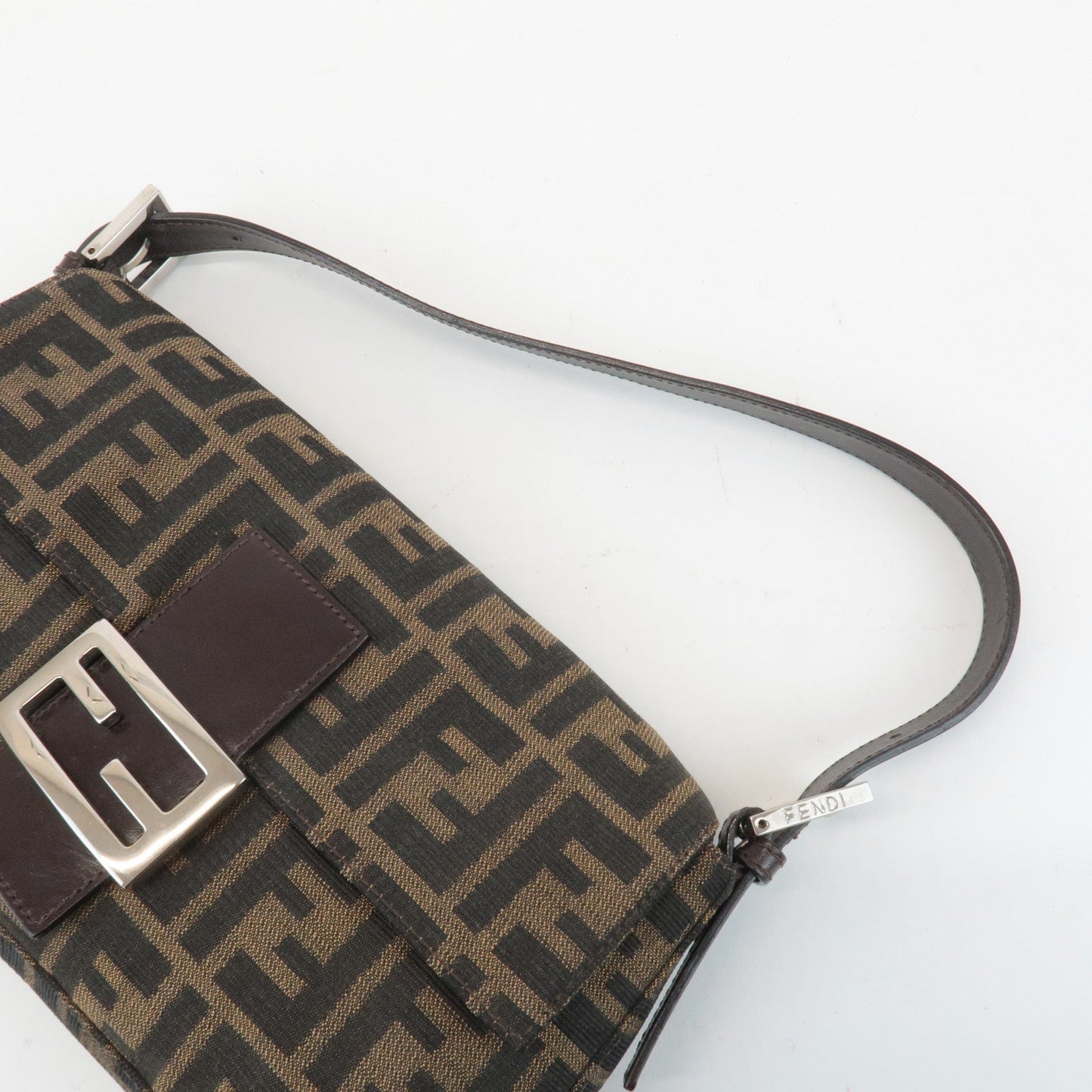FENDI Zucca Mamma Baguette Canvas Shoulder Bag 26424 Brown Black  d
