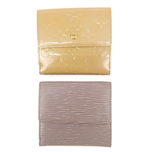 Louis Vuitton Epi Vernis Set Of 2 Leather Bi-fold Wallet Beige Lila  d