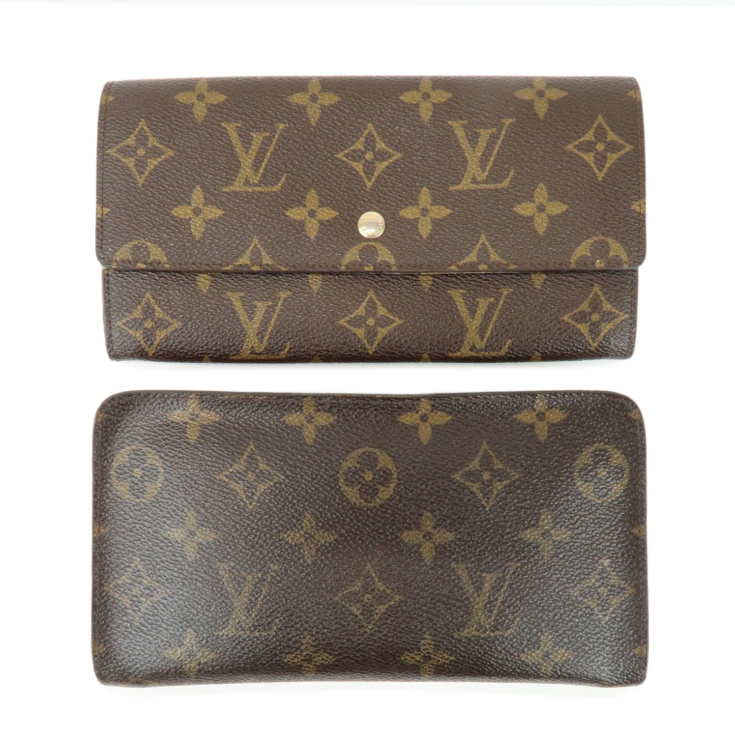 Louis Vuitton Monogram Set of 2 Long Wallets Brown M61727/M61723